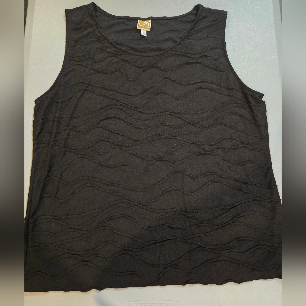 JM Collection Black Textured Tank Top (4c9)